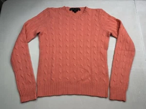 Ralph Lauren Black Label Womens Cashmere Slim Fit Cable Knit Sweater Pink Size M - Picture 1 of 10