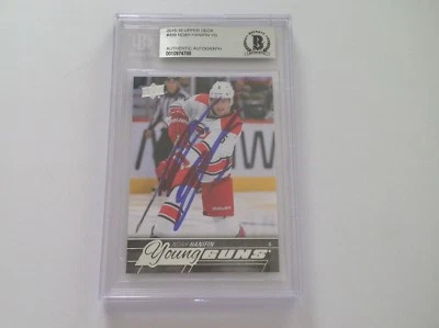 Noah Hanifin Signed 2015/16 Young Guns RC Card Slabbed Beckett BAS BGS a - Image 1 of 2