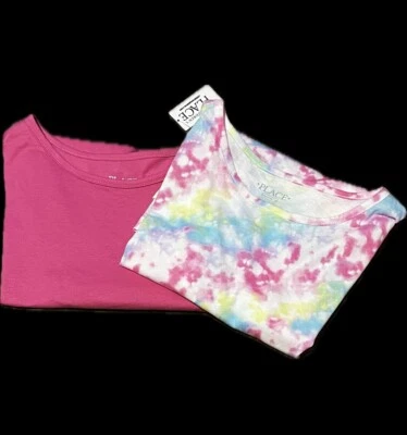 CHILDRENS PLACE SZ (16) NWT GIRLS SHORT SLEEVE “LOT OF 2” T-SHIRTS~pink~tie-dyed - Image 1 of 4