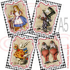 4 Alice in Wonderland Vintage A5 Decoration Signs/Props Mad Hatters Tea Party BW