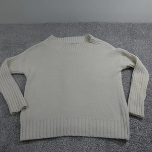 Suéter Dobladillo e Hilo Mujer Mediano Marfil Cuello Redondo Acanalado Tejido Pullover Acogedor Suave - Imagen 1 de 16