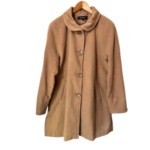 Vintage Camel Ellen Tracy Size 12 Wool Angora Button Coat Fully Lined Designer - Picture 1 of 14