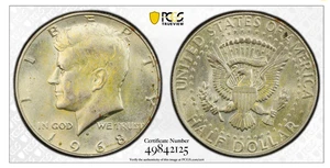 1968 - D Kennedy Half Dollar - PCGS AU58 - Bild 1 von 3