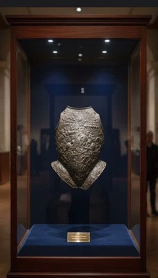 Antiguo Desfile de Hierro Fundido Plato de Pecho Militar Alemán Renacimiento Victoriano Foto 1 de 4