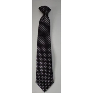 Chaps Polyester Youth Boys Clip On Tie 14" Black Purple White Geometric Pattern - Picture 1 of 6