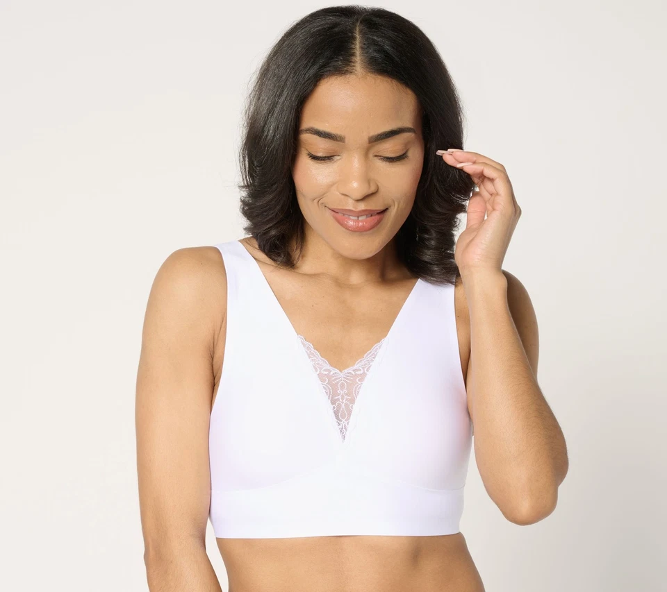 Breezies Invisible Bonded Wirefree Bra with Lace Detail White 3X New - Image 1 of 1