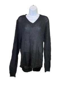 Jennifer Lauren Plus 2X Suéter Negro Tejido Cuello en V Boho Chic Pullover Gótico - Imagen 1 de 8