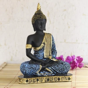 Buddha Showpiece (18.5 cm x 13 cm x 24 cm, Blue) - Polyresin - Picture 1 of 3