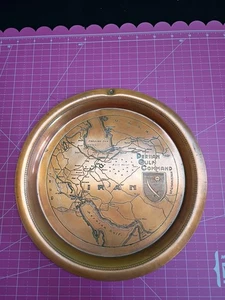 WWII Persian Gulf Command Historical barware Serving Tray Plate map Antique  - Picture 1 of 5
