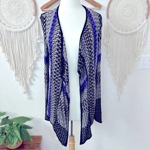  Chicos medium purple and black zigzag knit cardigan medium - Picture 1 of 4