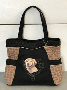 Bradford Exchange, Quilted Golden Retriever Tote Bag “Paw Prints on My Heart” - Picture 1 of 6