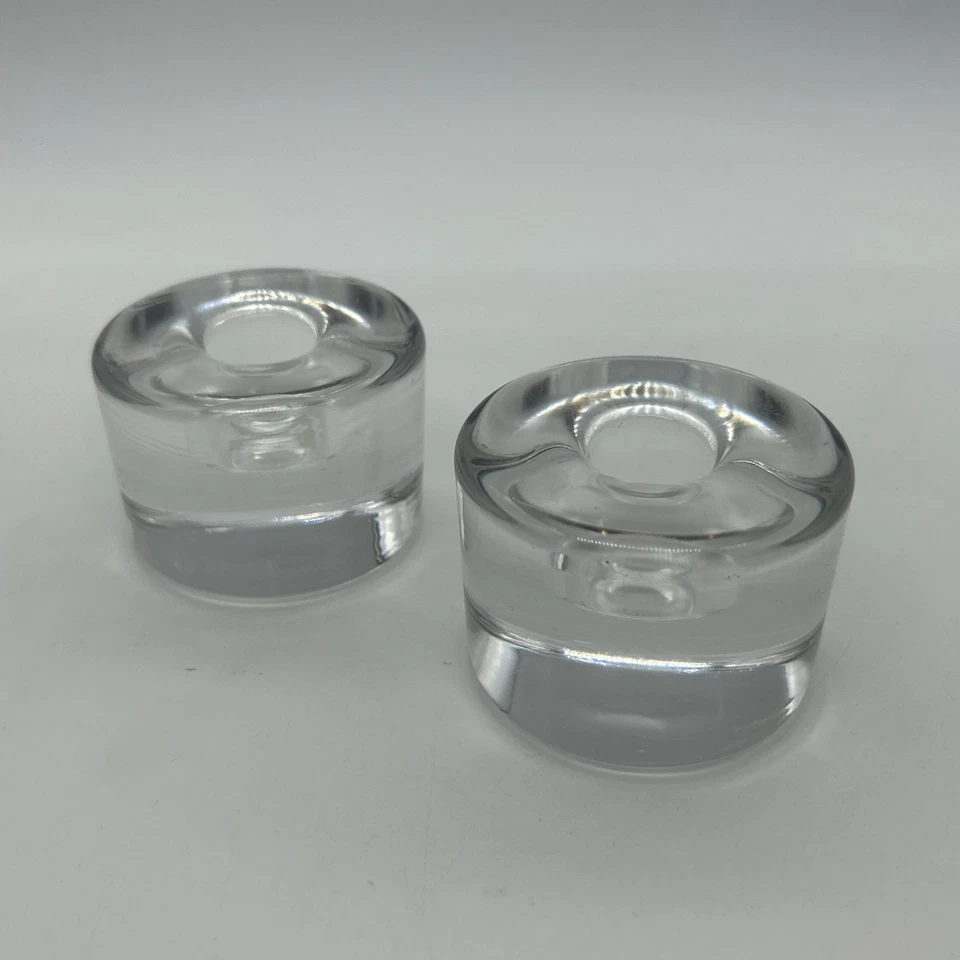 Candelabro grande de cristal Orrefors pesado par firmado 500 g cada 7 cm Foto 1 de 4