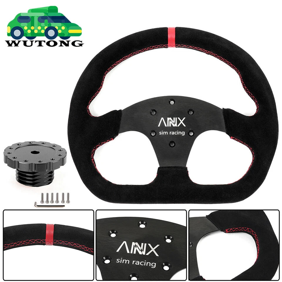 13inch Suede Steering Wheel + Hub Adapter For Thrustmaster T500/T300 /TS-PC/TX - Image 1 of 4