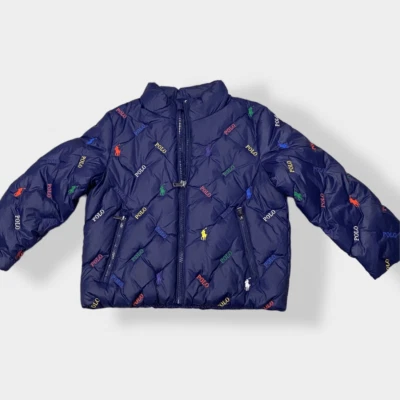 Polo Ralph Lauren Toddler Unisex Navy Logo Quilted Down Jacket size 2T New - Image 1 of 4