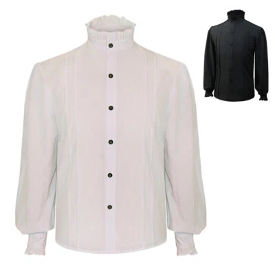 Hombres Vintage Medieval Volantes Pirata Renacimiento Disfraz Camisa Victoriana Vampiro Foto 1 de 2