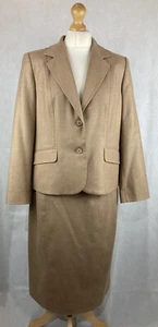 Juego de 2 piezas de traje de lana bronceada beige vintage para mujer Eastex UK14 A83 - Imagen 1 de 12
