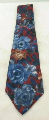Corbata de cuello vintage Don Loper Beverly Hills mezcla de polietileno logotipo floral oscuro TF Foto 1 de 3