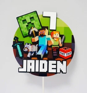 Minecraft cake topper | Personalised Birthday Cake Topper | cardstock cake decor - Picture 1 of 1