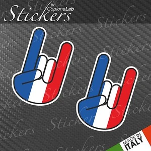 2 adesivi auto moto JDM sticker bomb Rocker hand Corna France flag small - Foto 1 di 1