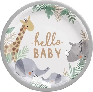 Soft Jungle Safari Animal Cute Baby Shower Party 10.5" Paper Banquet Plates - Picture 1 of 1