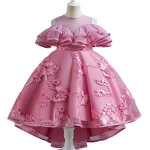 Kleid Elegant Hochzeitskleidung Neu Prinzessin Mädchen Stickerei Blume Nachlauf - Bild 1 von 9