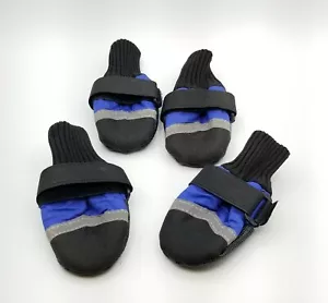 Small blue black dog boots padded bottom reflective strip - Picture 1 of 12