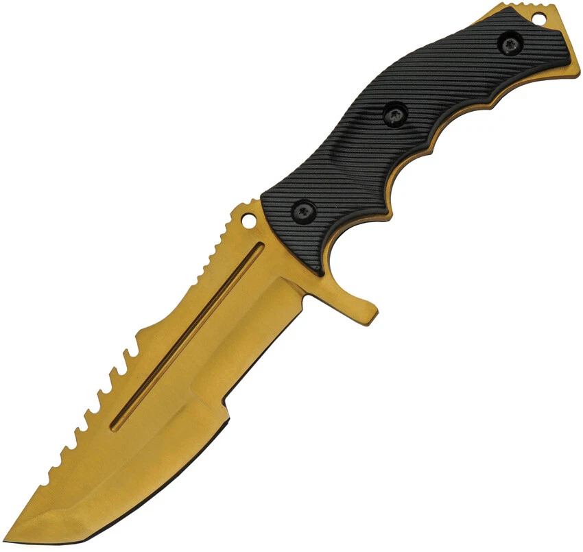 Rite Edge Hunter Black ABS Stainless Gold Coated Fixed Blade Knife 211548GD - Image 1 of 1