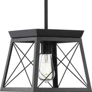 Progress Lighting Briarwood Collection 1-Light Black Mini-Pendant Hanging Light - Picture 1 of 10