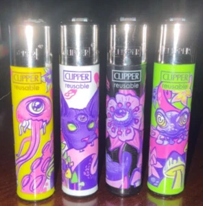 Clipper Refillable Lighter Set of 4 Psycho Animals - Picture 1 of 2