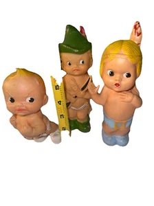 RARE Vintage Native American girl squeak toy 7-3/4" & Grumpy Boy & Robin Hood - Picture 1 of 19