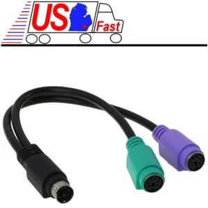 Notebook/Laptop PS2 Y/Splitter Mouse&Keyboard Cable/Cord/Wire Adapter {BLACK - Picture 1 of 2