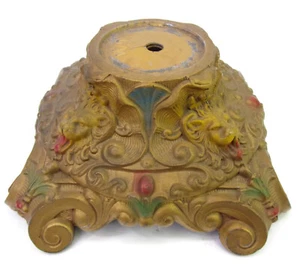 Testa di leone vintage alta 8" x 3-1/2" con dettagli colore base lampada metallo fuso ornato - Foto 1 di 12