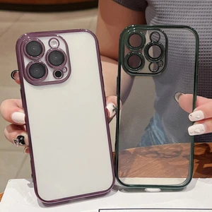 For iPhone 16 15 Pro Max 14 13 12 11 TPU Shockproof Lens Film Plating Case Cover - Picture 1 of 23