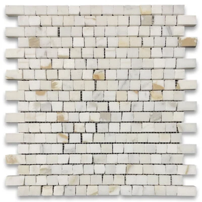 G29H Calacatta Gold Calcutta Marble 3/4x3/4 Hand Clipped Mosaic Tile Honed - Image 1 of 4