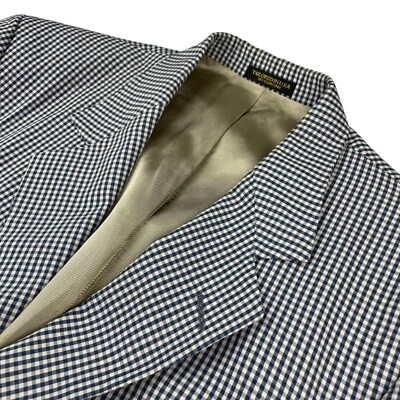 Orvis Men's Cotton Blend 3-Button Blazer Navy/Beige Gingham Check • USA • 42L - Image 1 of 4