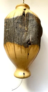 Hummingbird Feeder Handturned Burlwood Glass Lined Rustic Organic Minimalist - Picture 1 of 11