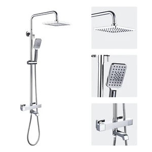 8" Square Thermostatic Shower Faucet Set Brass Construction 3-Function System - Picture 1 of 22