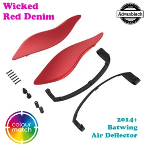 Wicked Red Denim Adjustable Batwing Air Deflector For 14+ Harley Touring FLHR - Picture 1 of 5