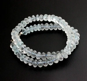 Cadena aguamarina cadena de piedras preciosas facetado anudado collar 45,5 cm 293 quilates - Imagen 1 de 3