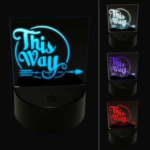 This Way Script Text Arrow Pointing 3D Illusion LED Night Light Sign Lamp - Picture 1 of 6