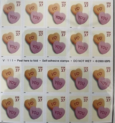 2004 LOVE VALENTINE CANDY Sc 3833a 37c MINT BOOKLET OF 20 PLATE V111 FREE SHIP - Image 1 of 4