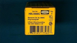 Enchufe industrial de hoja recta Hubbell Hbl5666c de 3 cables 250 Vac 15A - Imagen 1 de 3