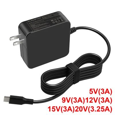 USB-C PD Type-C AC Adapter Laptop Charger Universal Power Supply 65W  - Image 1 of 4