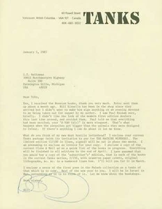 William Hoffer, Bill / Typed letter signed 1987 #267060 - Imagen 1 de 1