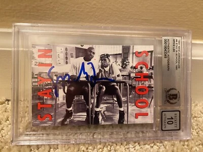 1991 Nike Michael Jordan Spike Lee Stay In School Autograph Auto Card BGS 10 - Image 1 of 3