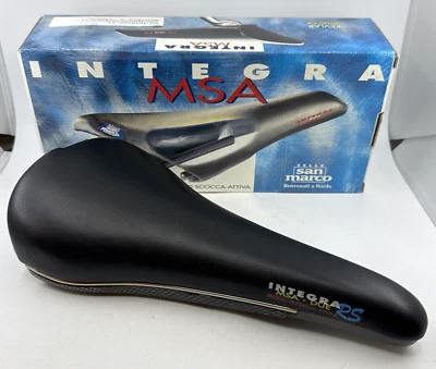 NOS 1995 Selle San Marco INTEGRA MSA DUE RS Attiva Saddle Black Leather NO RAILS - Image 1 of 4