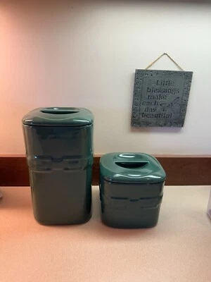 RARO NUEVO Longaberger Cerámica IVY Tradiciones Tejidas Botes Cuadrados Pequeños y Grandes Foto 1 de 4