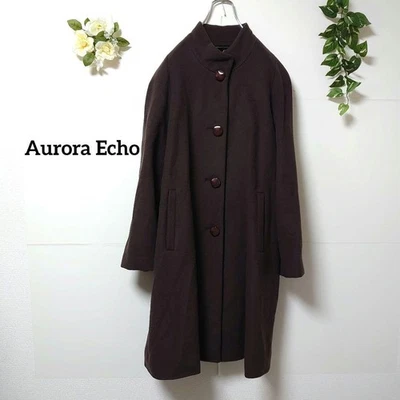 Abrigo Aurora Echo Cashmere Lana M Marrón Oscuro Largo Sin Usar | 100% Lana Foto 1 de 4