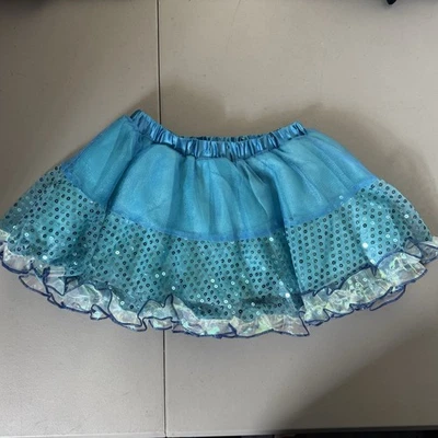 Costumes USA Kids Girls Size Small Blue Sequin Tulle Ruffle Skirt - Image 1 of 4
