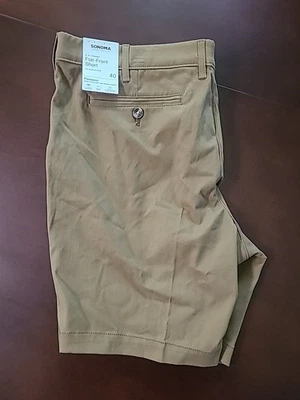 Pantalones Cortos Sonoma Para Hombre Talla 40 Marrón Ropa Flexible 9” Entrepierna Tela Elástica Foto 1 de 4